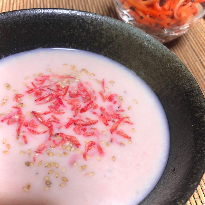 干しエビで♪長芋と豆腐のポタージュ